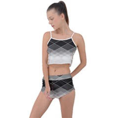 Black White Grey Color Diamonds Summer Cropped Co-ord Set by SpinnyChairDesigns