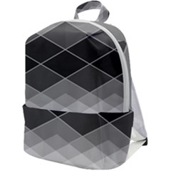 Black White Grey Color Diamonds Zip Up Backpack by SpinnyChairDesigns