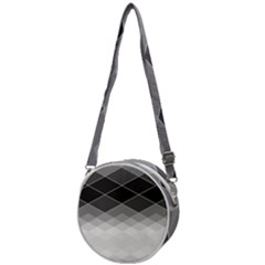 Black White Grey Color Diamonds Crossbody Circle Bag by SpinnyChairDesigns