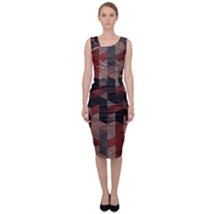 Auburn Grey And Tan Truchet Tiles Sleeveless Pencil Dress