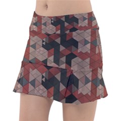 Auburn Grey And Tan Truchet Tiles Tennis Skorts by SpinnyChairDesigns