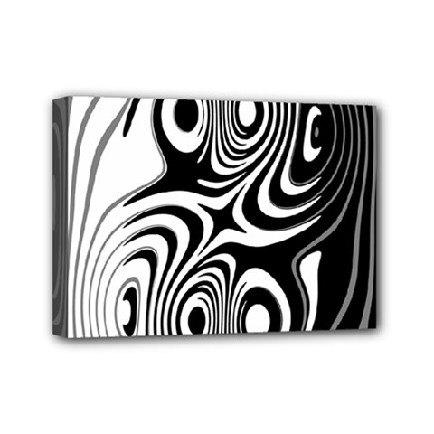 Black And White Abstract Stripes Mini Canvas 7  X 5  (stretched) by SpinnyChairDesigns