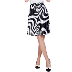 Black And White Abstract Stripes A-line Skirt by SpinnyChairDesigns