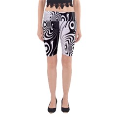 Black And White Abstract Stripes Yoga Cropped Leggings by SpinnyChairDesigns