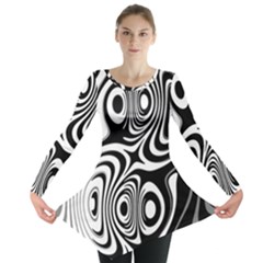 Black And White Abstract Stripes Long Sleeve Tunic  by SpinnyChairDesigns