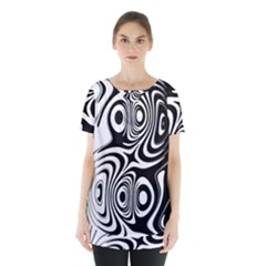 Black And White Abstract Stripes Skirt Hem Sports Top by SpinnyChairDesigns