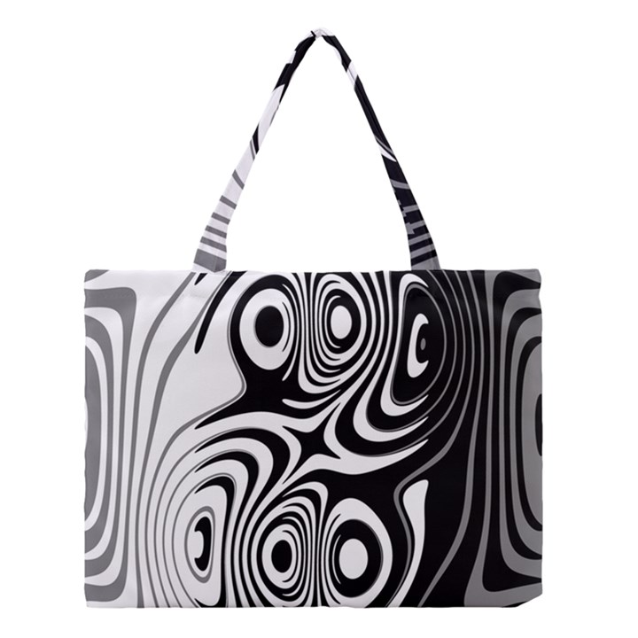 Black and White Abstract Stripes Medium Tote Bag