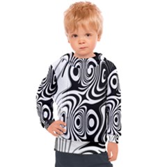 Black And White Abstract Stripes Kids  Hooded Pullover by SpinnyChairDesigns