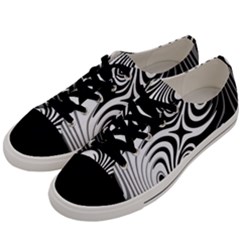 Black And White Abstract Stripes Men s Low Top Canvas Sneakers by SpinnyChairDesigns