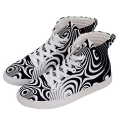 Black And White Abstract Stripes Men s Hi-top Skate Sneakers by SpinnyChairDesigns