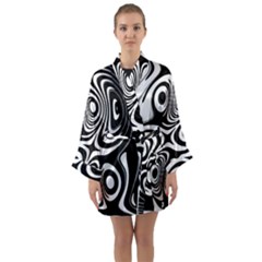 Black And White Abstract Stripes Long Sleeve Satin Kimono by SpinnyChairDesigns