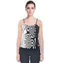 Black and White Abstract Stripes Velvet Spaghetti Strap Top View1