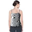 Black and White Abstract Stripes Velvet Spaghetti Strap Top View2