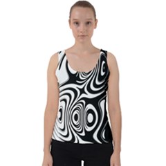 Black And White Abstract Stripes Velvet Tank Top by SpinnyChairDesigns