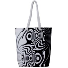 Black And White Abstract Stripes Full Print Rope Handle Tote (small) by SpinnyChairDesigns