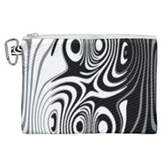 Black And White Abstract Stripes Canvas Cosmetic Bag (xl) by SpinnyChairDesigns