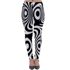 Black And White Abstract Stripes Lightweight Velour Leggings by SpinnyChairDesigns