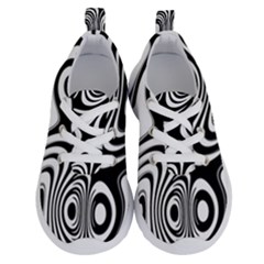 Black And White Abstract Stripes Running Shoes by SpinnyChairDesigns