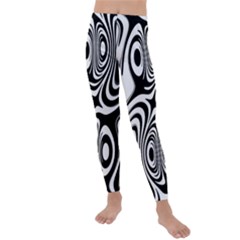 Black And White Abstract Stripes Kids  Lightweight Velour Leggings by SpinnyChairDesigns