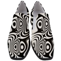 Black And White Abstract Stripes Women Slip On Heel Loafers by SpinnyChairDesigns