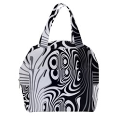 Black And White Abstract Stripes Boxy Hand Bag by SpinnyChairDesigns