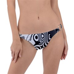 Black And White Abstract Stripes Ring Detail Bikini Bottom