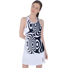 Black And White Abstract Stripes Racer Back Mesh Tank Top by SpinnyChairDesigns