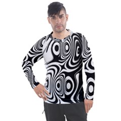 Black And White Abstract Stripes Men s Pique Long Sleeve Tee