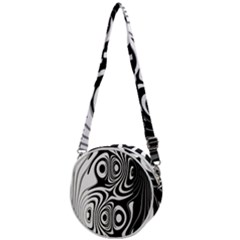 Black And White Abstract Stripes Crossbody Circle Bag