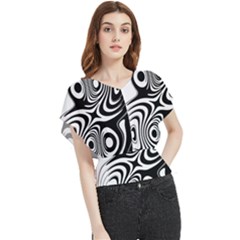 Black And White Abstract Stripes Butterfly Chiffon Blouse