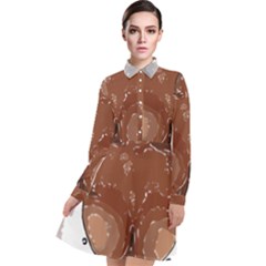 Sexy Boobs Breast Cleavage Woman Long Sleeve Chiffon Shirt Dress