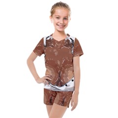 Sexy Boobs Breast Cleavage Woman Kids  Mesh Tee And Shorts Set