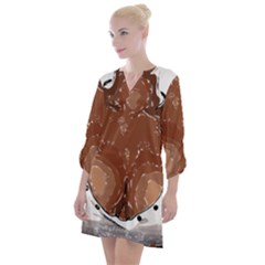 Sexy Boobs Breast Cleavage Woman Open Neck Shift Dress