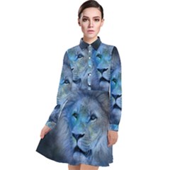 Astrology Zodiac Lion Long Sleeve Chiffon Shirt Dress