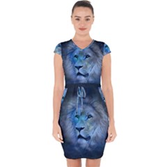 Astrology Zodiac Lion Capsleeve Drawstring Dress 