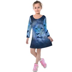 Astrology Zodiac Lion Kids  Long Sleeve Velvet Dress by Mariart