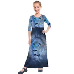 Astrology Zodiac Lion Kids  Quarter Sleeve Maxi Dress