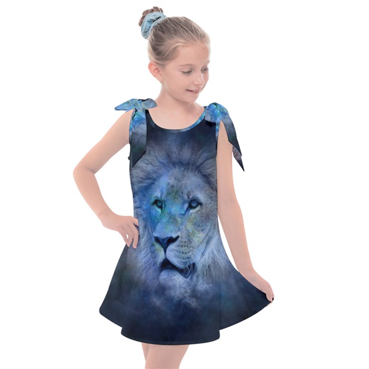 Astrology Zodiac Lion Kids  Tie Up Tunic Dress