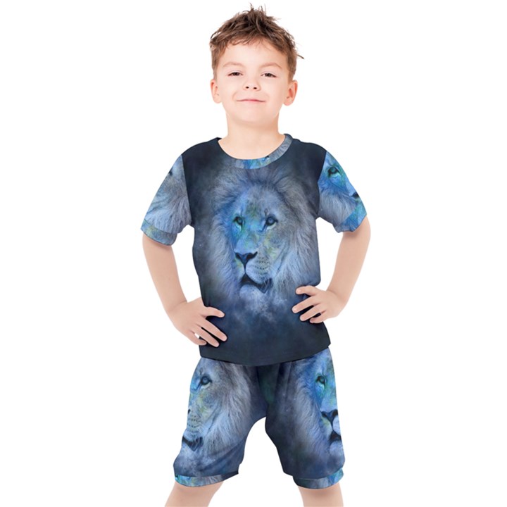 Astrology Zodiac Lion Kids  Tee and Shorts Set