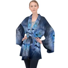 Astrology Zodiac Lion Long Sleeve Velvet Kimono 