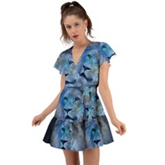 Astrology Zodiac Lion Flutter Sleeve Wrap Dress