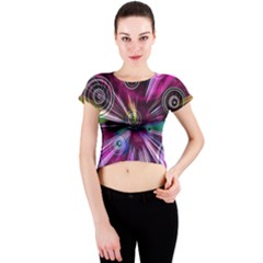 Fractal Circles Abstract Crew Neck Crop Top