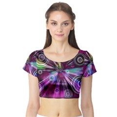 Fractal Circles Abstract Short Sleeve Crop Top