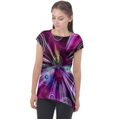 Fractal Circles Abstract Cap Sleeve High Low Top