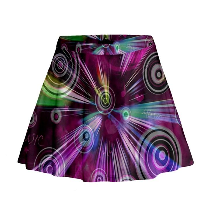 Fractal Circles Abstract Mini Flare Skirt