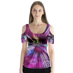 Fractal Circles Abstract Butterfly Sleeve Cutout Tee 