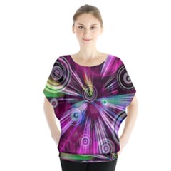 Fractal Circles Abstract Batwing Chiffon Blouse