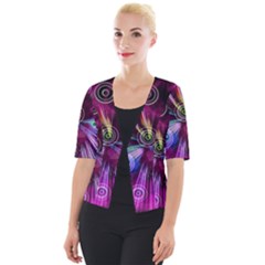 Fractal Circles Abstract Cropped Button Cardigan