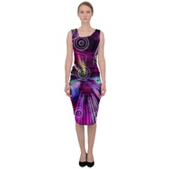 Fractal Circles Abstract Sleeveless Pencil Dress