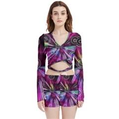 Fractal Circles Abstract Velvet Wrap Crop Top